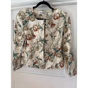 Vintage Floral Blazer Jacket Blouse